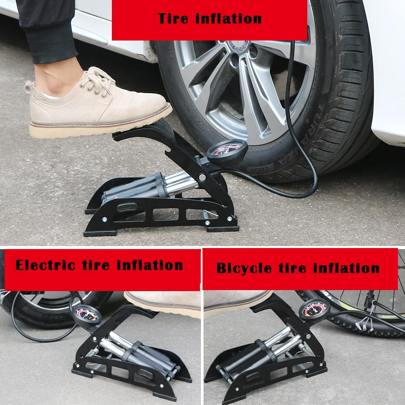 

Single/Dual-Cylinder Foot Pumps Portable Floor Bike Pumps with Accurate Pressure Gauge and Smart Valves Air Pumps SAL99