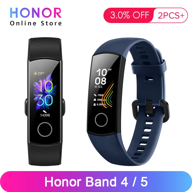 Huawei Honor Band 4 5 0 95 дюймовый AMOLED цветной экран 5ATM Водонепроницаемая осанка для