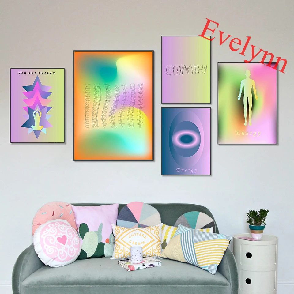

Gradient Star Aura Energy Poster Spiritual Aura Canvas Yoga Pastel Vintage Danish Eclectic Wall Art Printable Nordic Home Decor