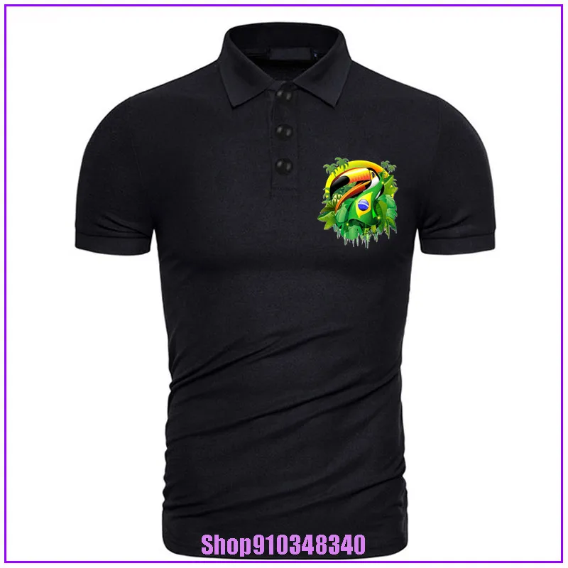 Мужская летняя рубашка поло Toco Toucan с бразильским флагом|Поло| |