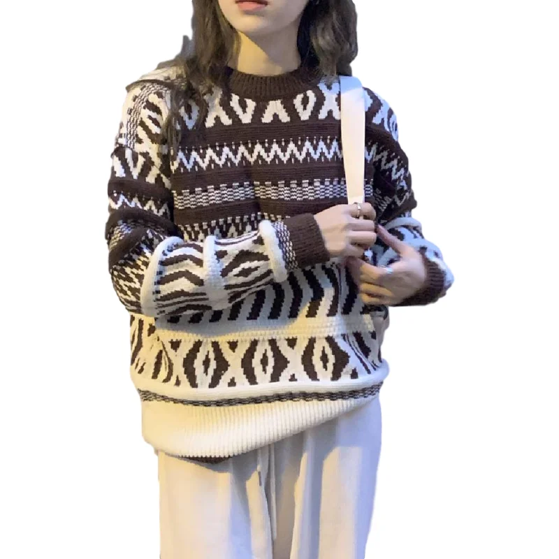 

New Women Sweater Pullover Female Knitting Overszie Sweaters Long Sleeve Girls Loose Elegant Knitted Thick Outerwear Plus Size