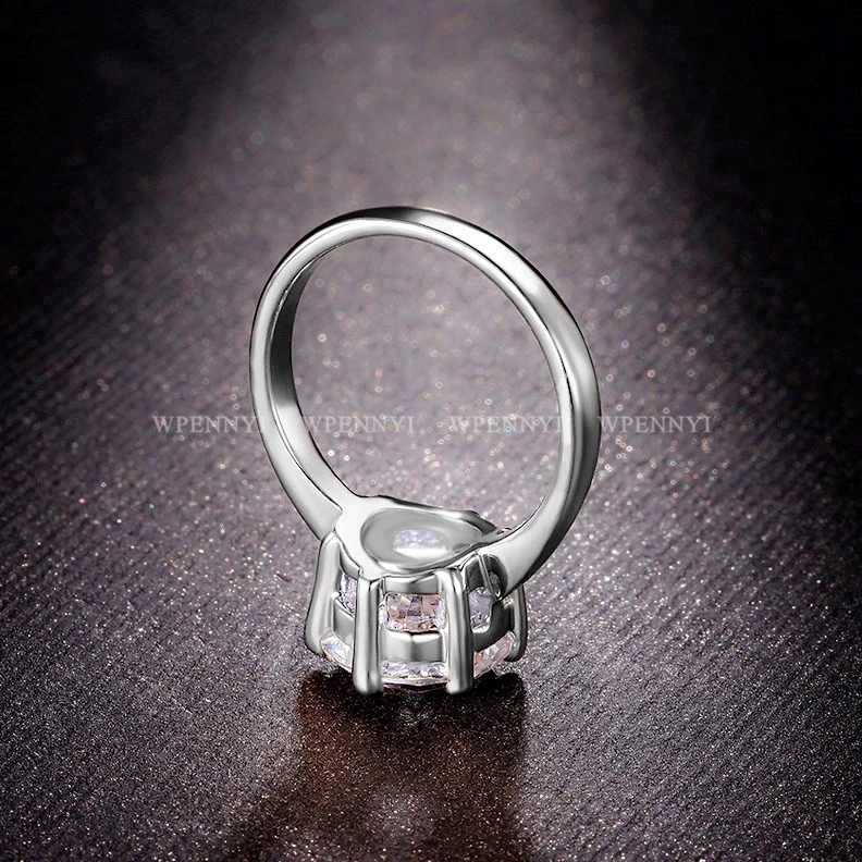 Высокое качество супер 3.5ct обручальные Серебряные Кольца цвет 10 мм сверкающий прозрачный кубический цирконий Кристалл Женское Обручальное кольцо