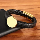 Мужской кожаный браслет XQNI, с круглым узором из монет, из нержавеющей стали