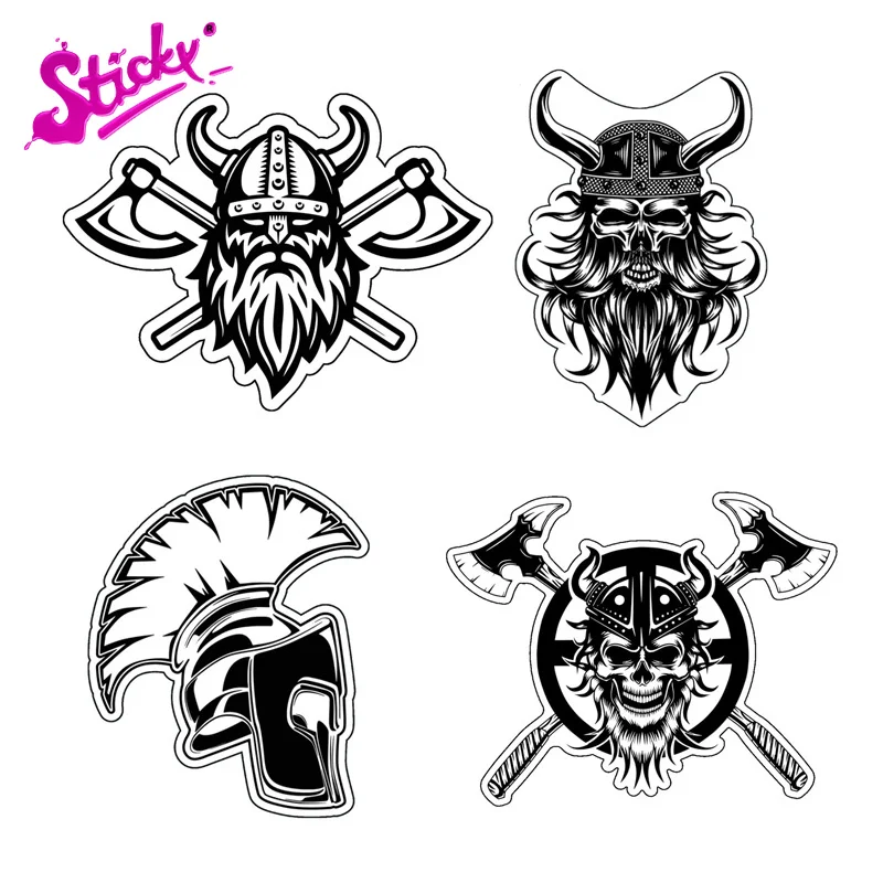 

STICKY Viking Skull Decal Valhalla Bearded Warrior Scandinavian Sticker Decal Decor Motorcycle Off-road Laptop Trunk Guitar