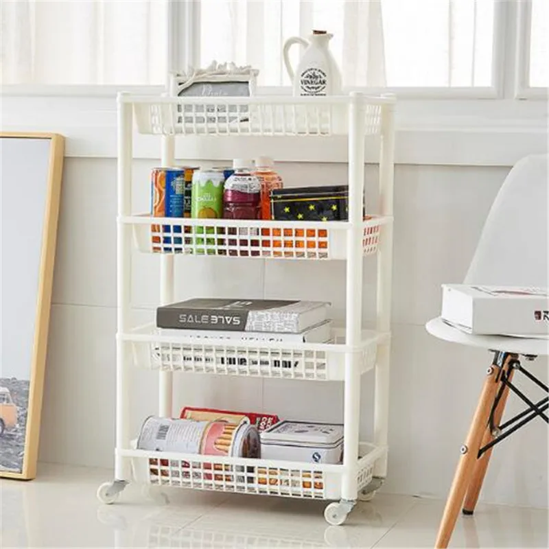 Кухня стеллаж для хранения тонкий слайд 4 Слои Gap Пластик Ванная комната полка