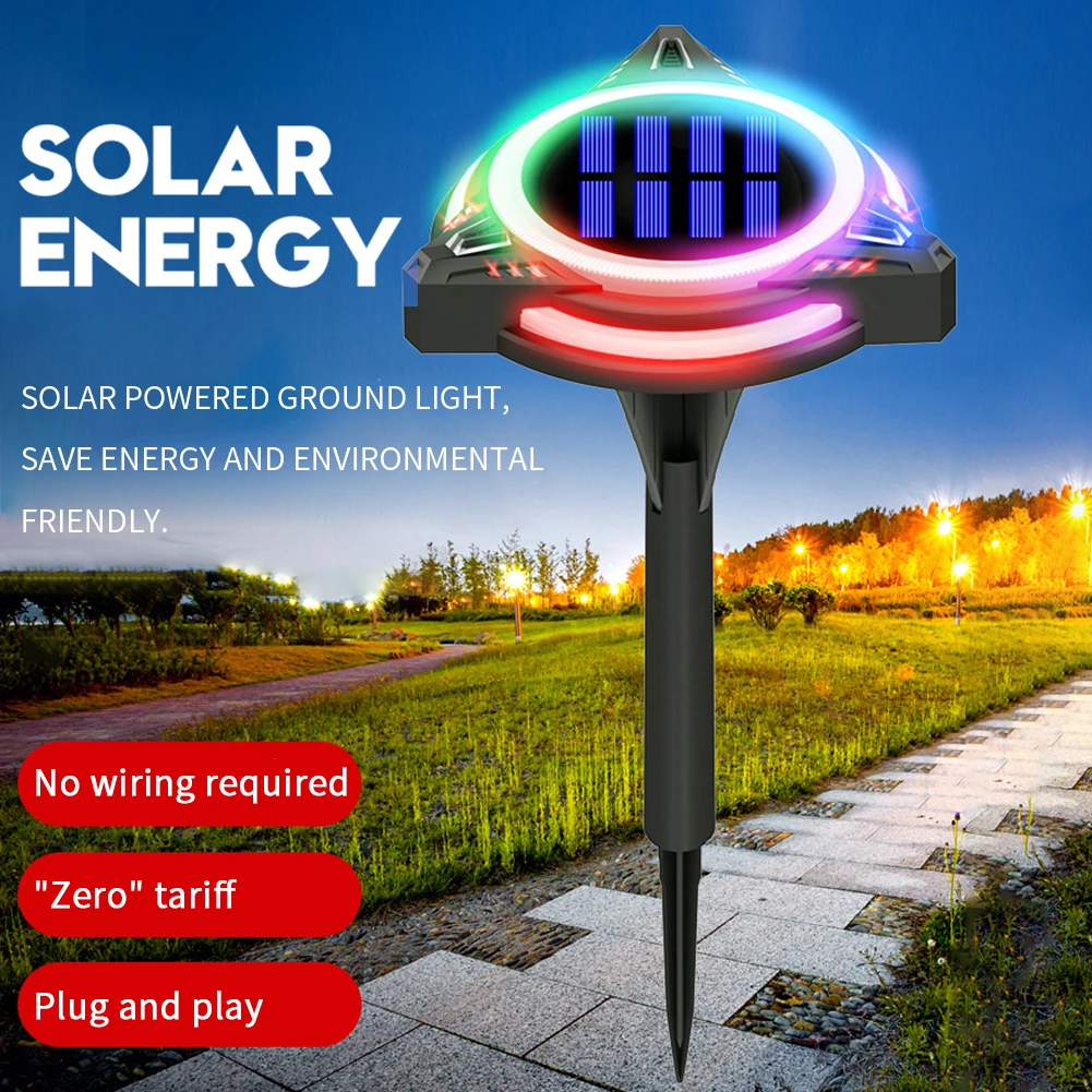 

2pcs/set Floor Decking Color Changing Ground Lights Landscape Yard Solar Powered Easy Install Park Modern Outdoor Garden Lawn