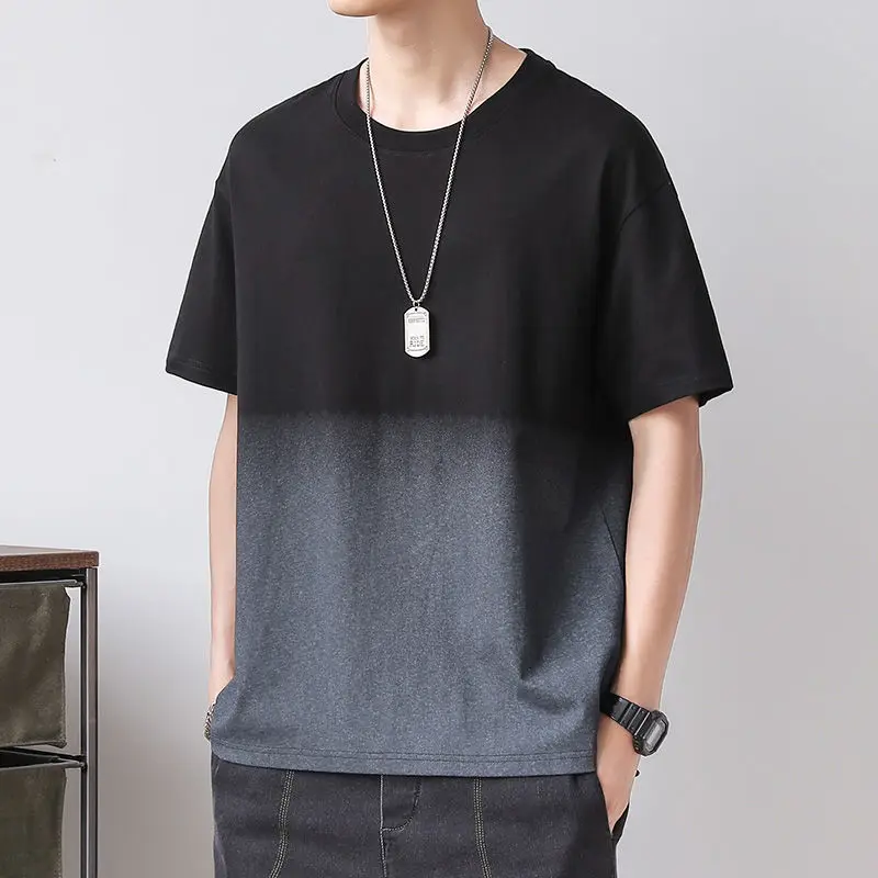 

2021 spring and summer fashion new t-shirt short-sleeved men's pure cotton loose temperament casual top