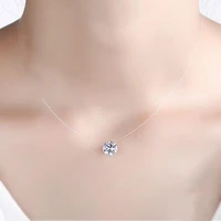 nvisible fish line crystal necklace pendants zircon pendant shiny choker for women 2021 new fine jewelry female