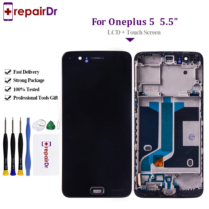 100% протестирован для Oneplus 5 ЖК дисплей сенсорная панель полная сборка A5000 пять