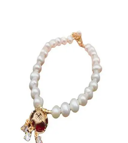 

jewelry Hand woven Lucky "fu" 100% Natural Crystal freshwater Pearl bracelet for women