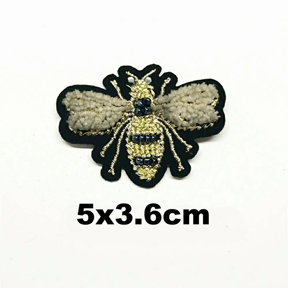 

Design embroidery beaded bee embroideried patches for clothing HO-3330