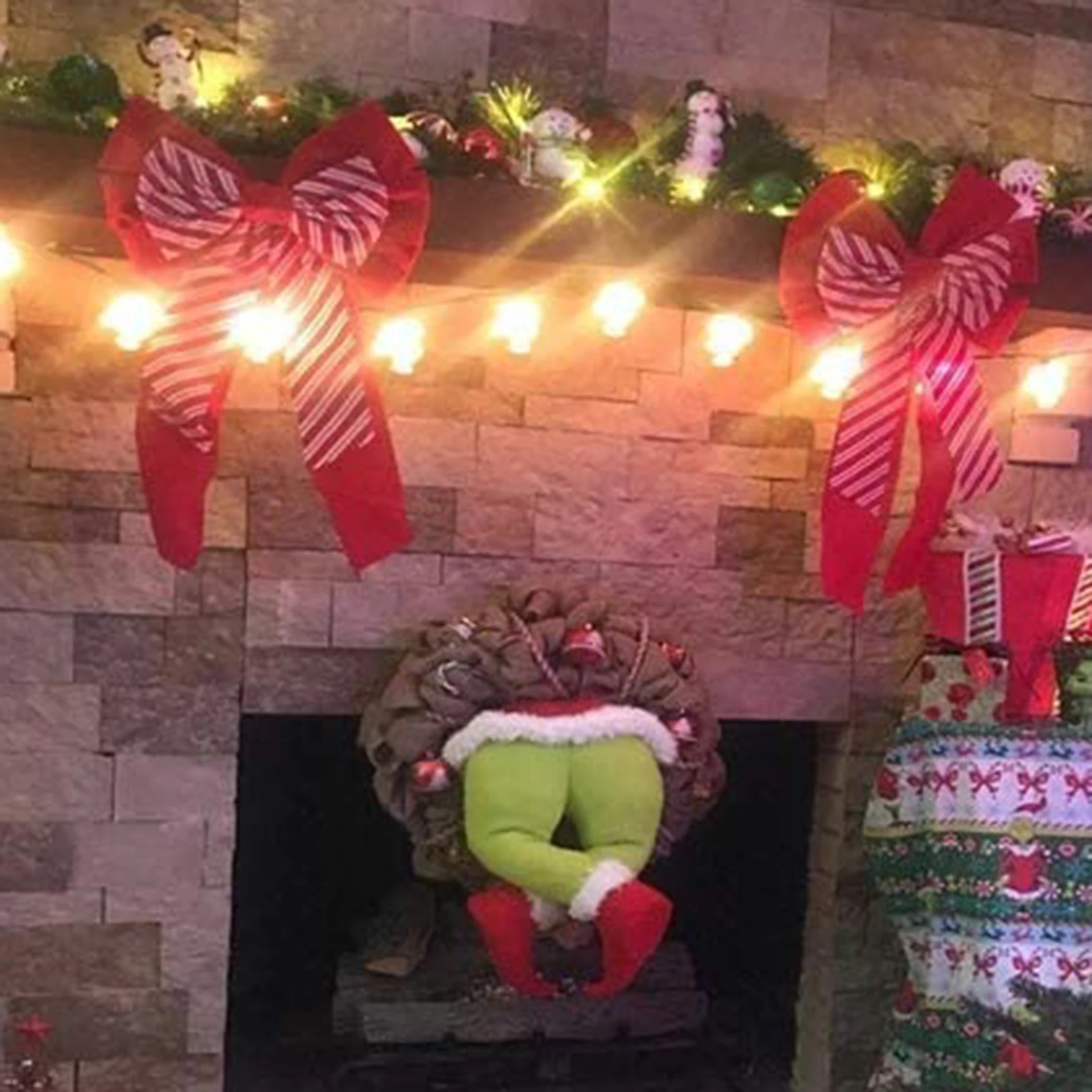 

Christmas Thief Burlap Stealer Design Home Front Door Wreath Hoop Xmas Decor Christmas wreath Garlands