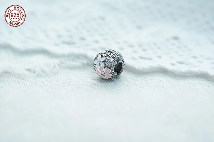 Серебряные бусины 925 пробы Шарм Подходит оригинальный Pandora Браслеты сверкающий