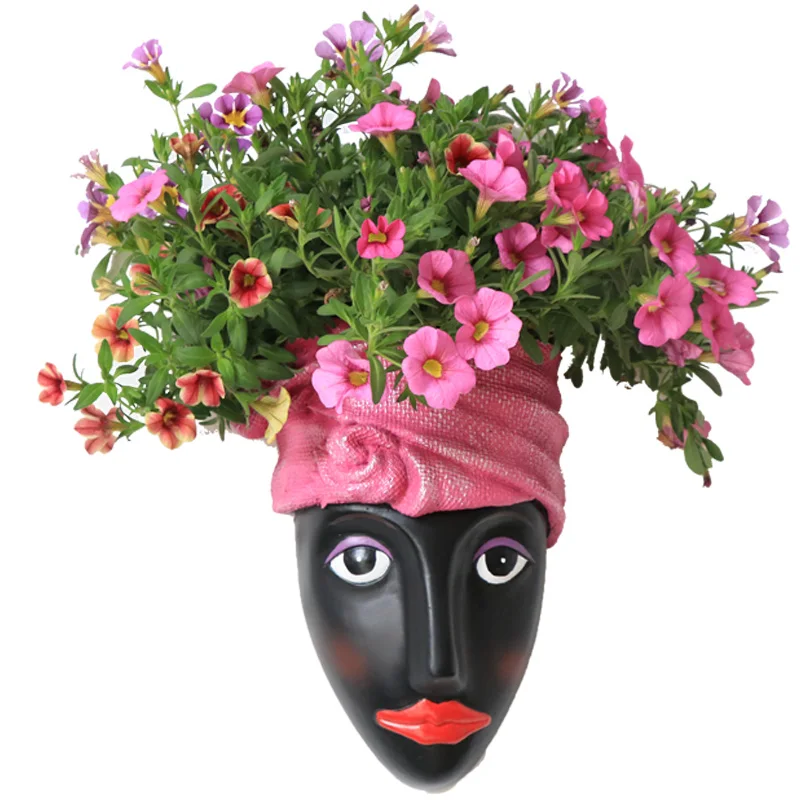 Креативный цветочный горшок для человеческого лица декоративный настенный