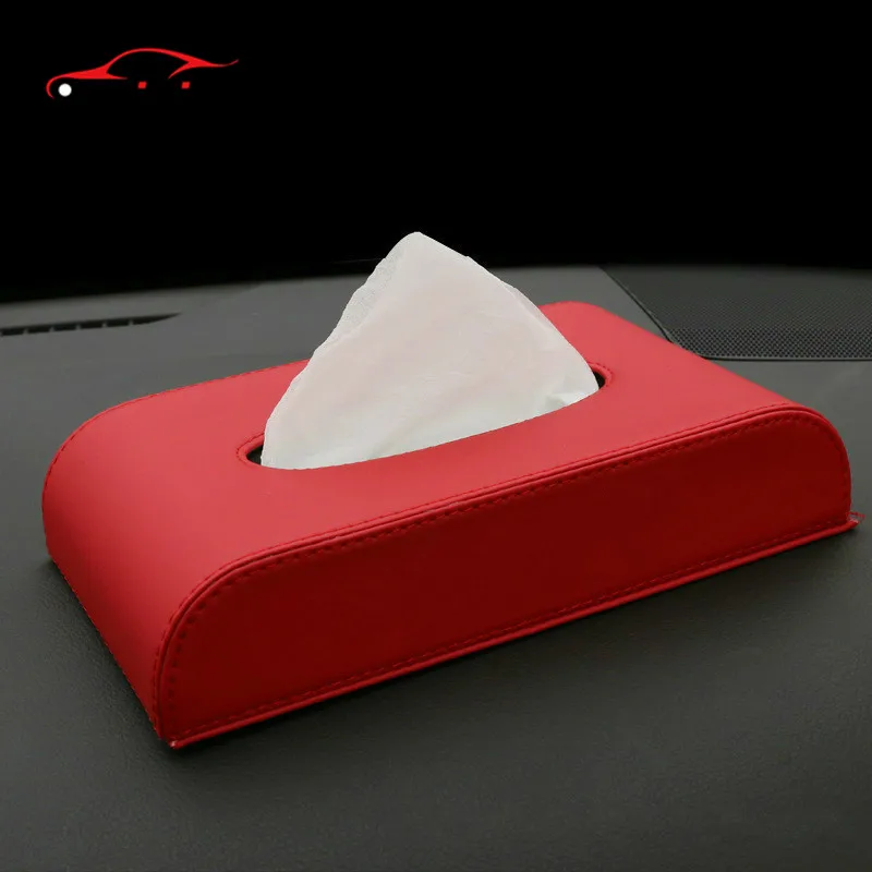 Custom LOGO car tissue box is for BMW Audi Mercedes Land Rover Tesla women's red car interior leather leather images - 6