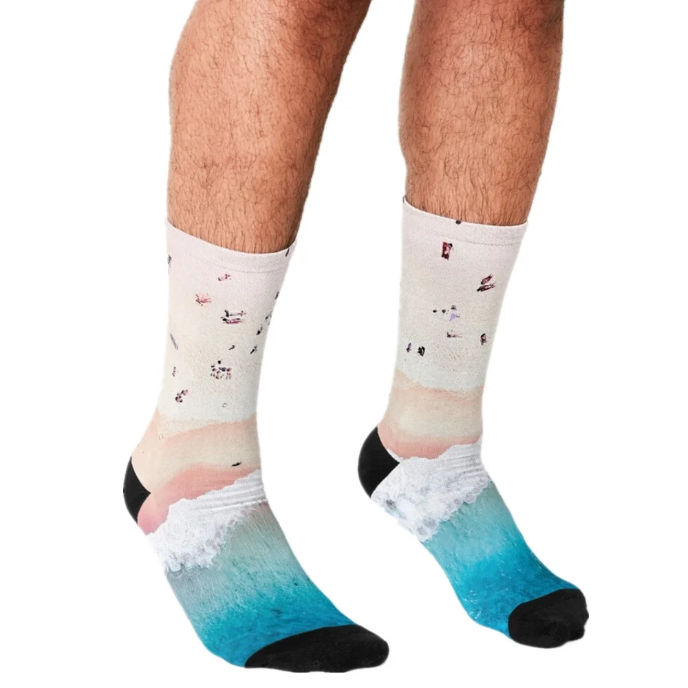 

2021 Funny Socks Men harajuku Yellow Splash Tattoo Socks Printed Happy hip hop Novelty Skateboard Crew Casual Crazy Socks