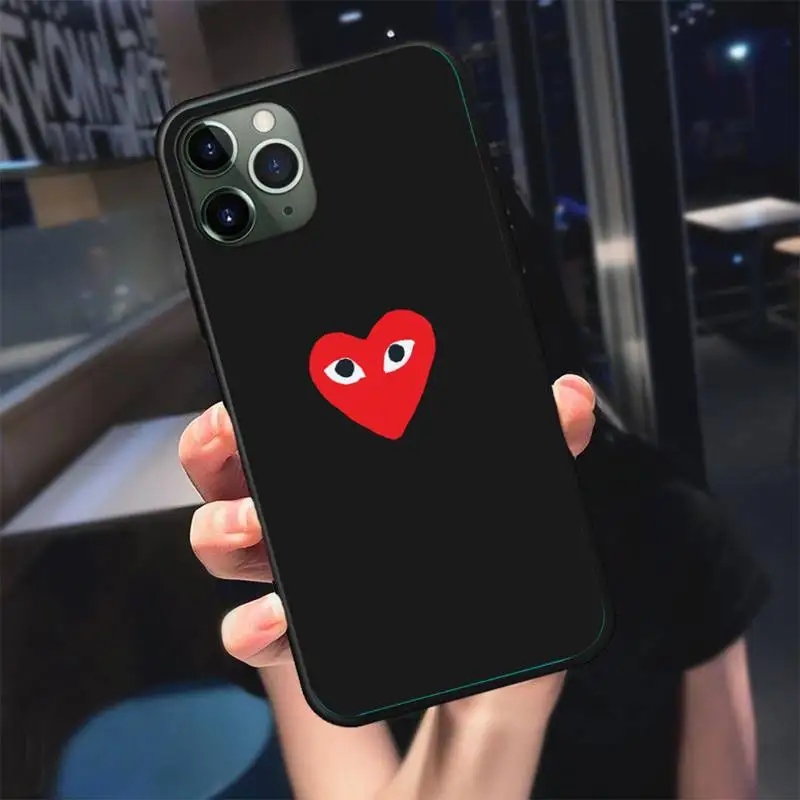 

PLAY Comme des Garcons Heart Phone Case For Black-Iphone 5 5s se 6 6s 7 8 11 12 X Xs Xr Pro Plus Max Mini Cover