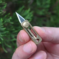 edc multipurpose knife camping equipment brass material unboxing mini knife keychain hanging outdoor multi tools knife