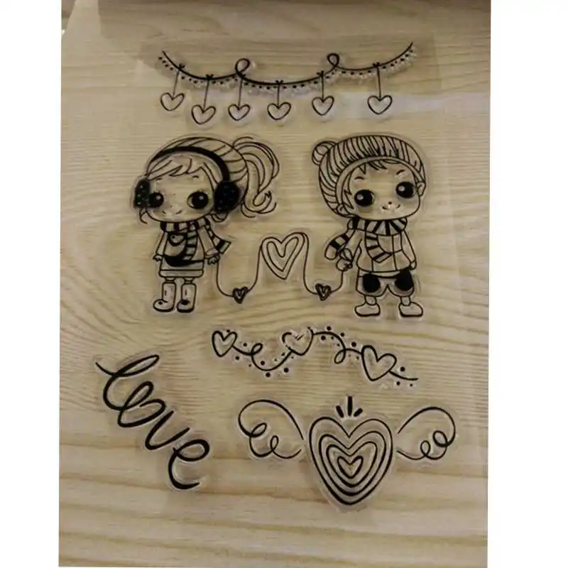 Прозрачные прозрачные штампы мальчик девочка любовь для скрапбукинга DIY