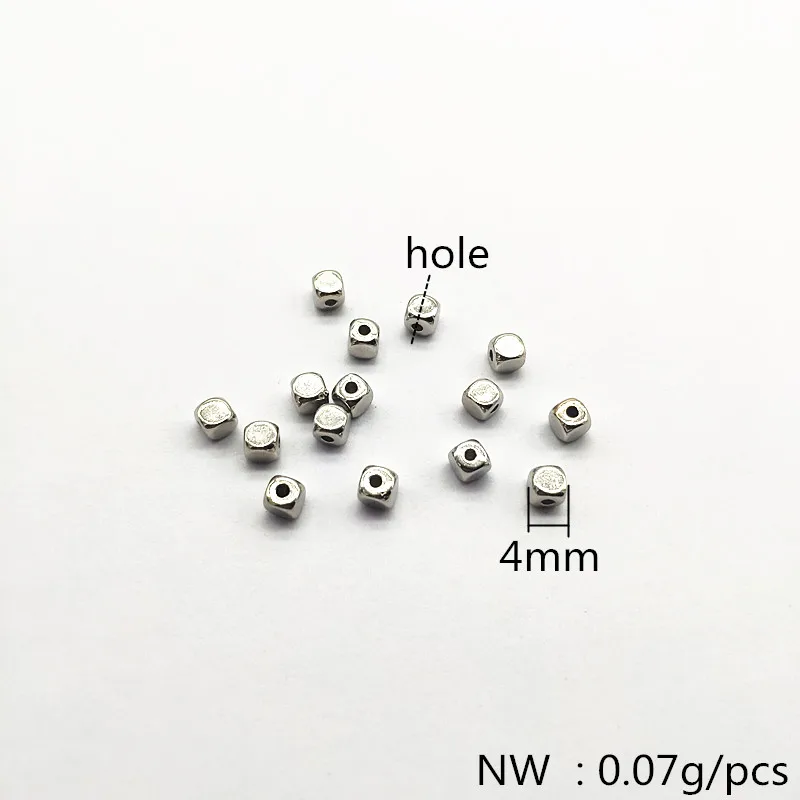 Новое поступление! 4 мм Цвет родия 1000 шт браслетов ожерелий диаметр квадратный