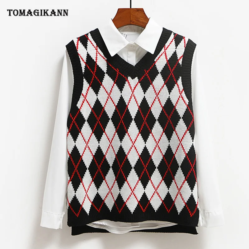 Женский трикотажный жилет корейский пуловер с V-образным вырезом без рукавов 2020 |