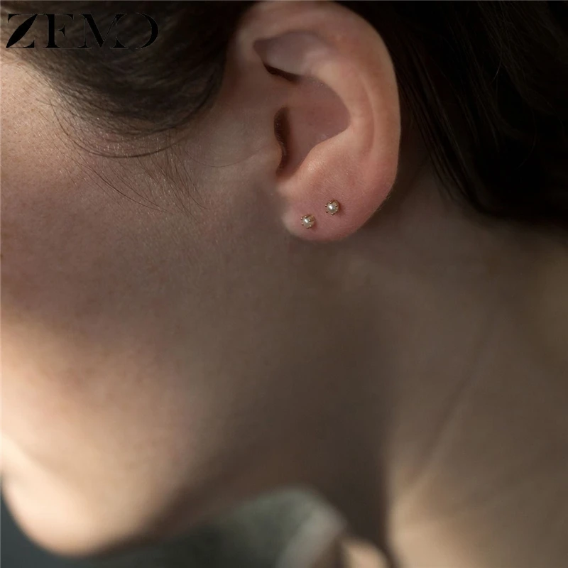 ZEMO женские золотые мини серьги-гвоздики &quotПланета&quot серьги минималистичные с