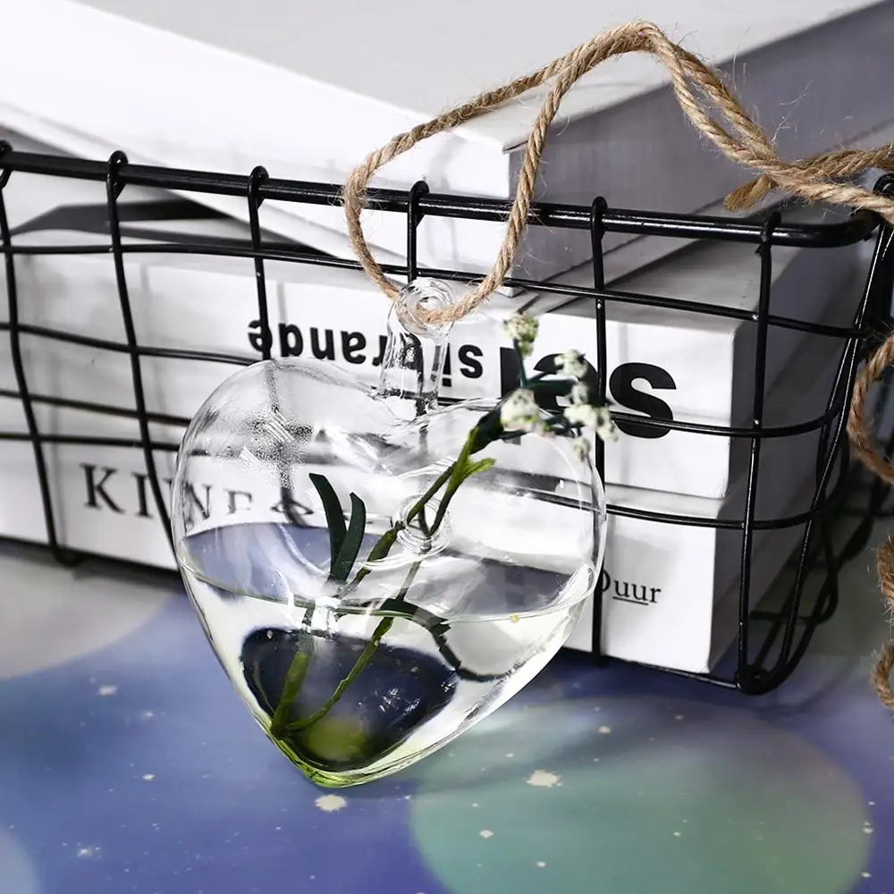Стеклянная подвесная ваза с прозрачным сердцем контейнер для террариума