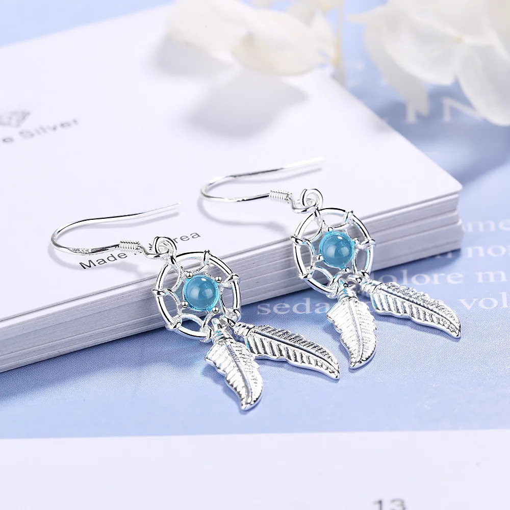 Женские серьги-подвески MEETSOFT посеребренные антиаллергические серьги в виде