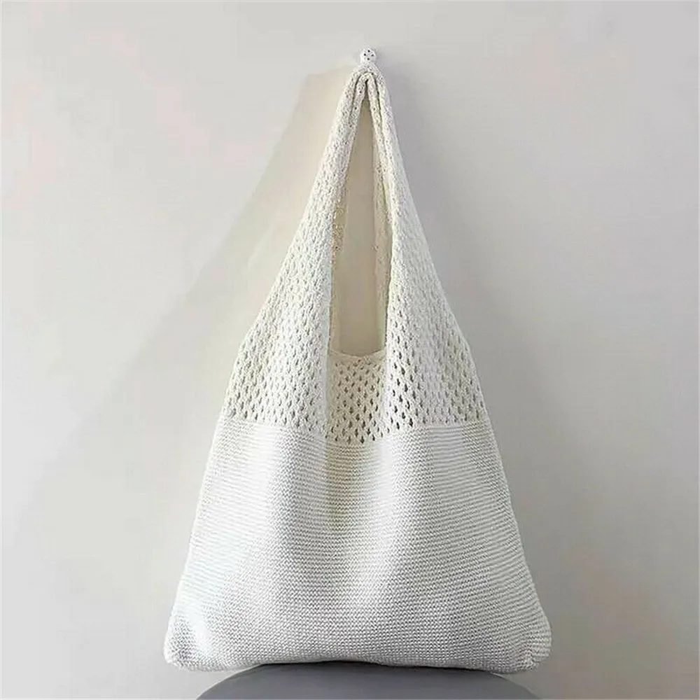 

Women Hollow Woven Summer Beach Handbags Soft Braid Shoulder Bags Baguette Large Casual Large-capacity Polyster Shopping Bag