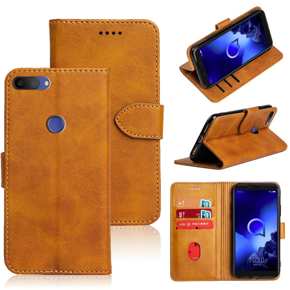 Чехол книжка SRHE для Alcatel 1 S 2019 роскошный кожаный чехол с магнитным кошельком 5024D 5