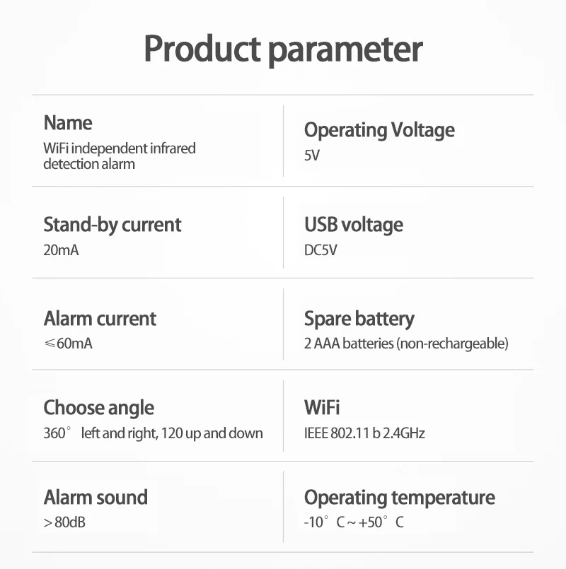

Wifi Infrared Probe Alarm Human Body Induction Alarm Smart Home Intrusion Infrared Detection Alarm Application Control 2021 New