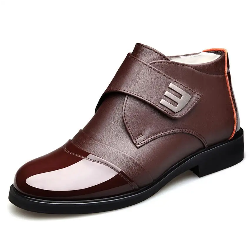 Casual Leather Boots Genuine Men Shoes Fashion Male Winter Ankle Real wool | Обувь