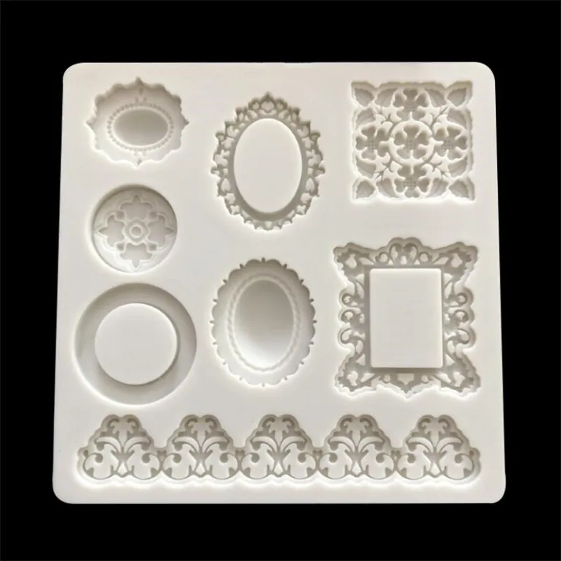 Classic Frame Silicone Mold Fondant Mould Mirror Cake Decorating Tools Chocolate Gumpaste Molds Sugarcraft Kitchen Gadgets