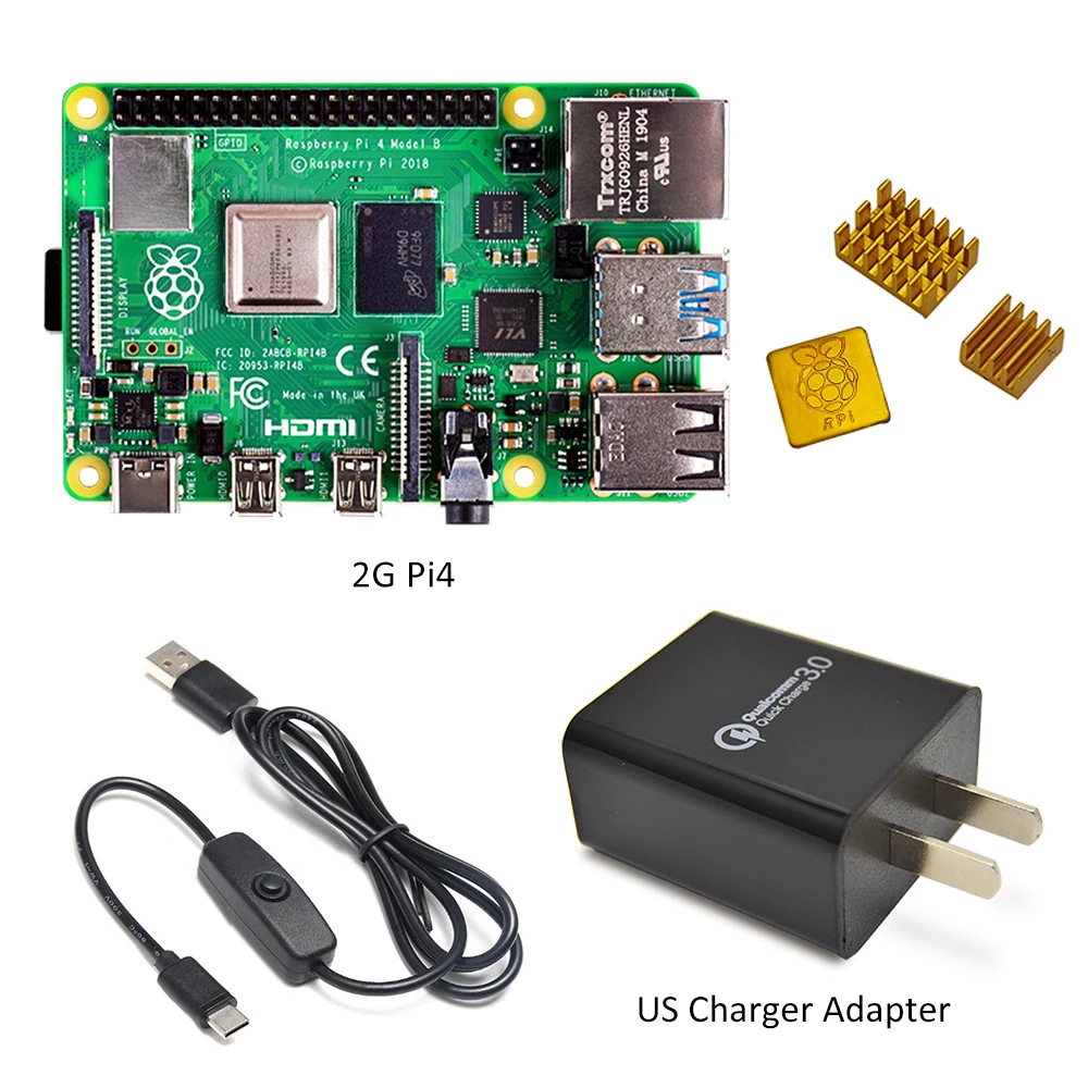 Raspberry Pi 4 Model B kit базовый стартовый комплект для телефона с выключателем питания и