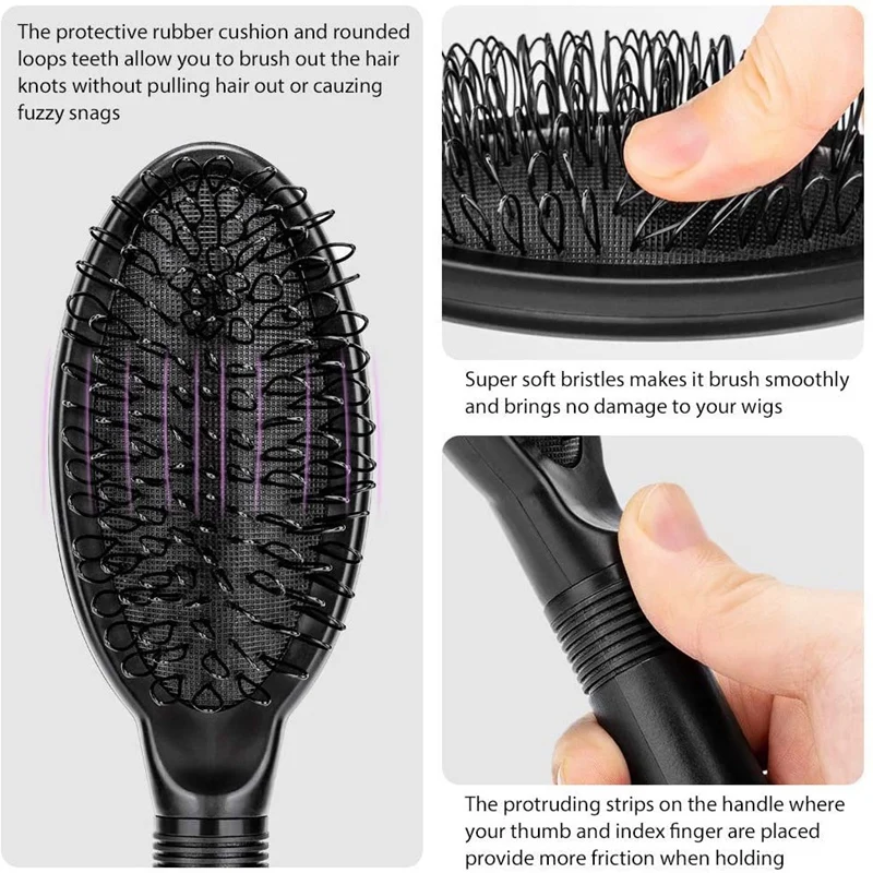 

4 Pcs Air Cushion Comb Set 9-Row Massage Brush Wig Brush Hair Curling Comb Eyebrow Comb