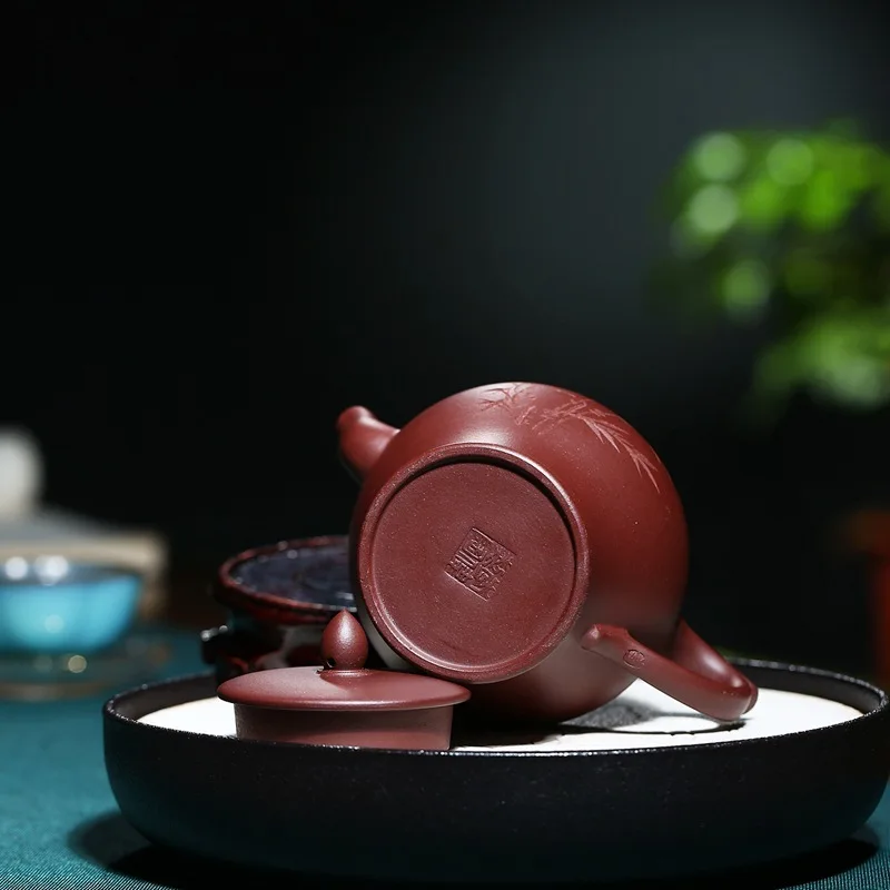 

Yixing Dark-red Enameled Pottery Teapot Raw Ore Purple Mud And Phoenix Singing Teapot Kungfu Online Infusion Of Tea Kettle Gift