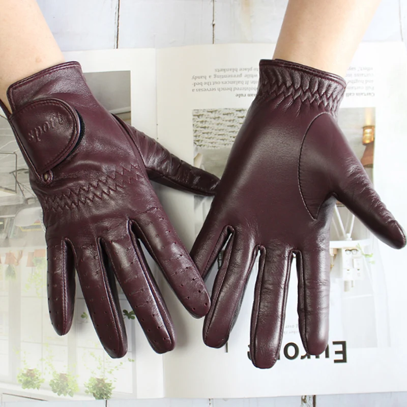 New leather unisex sheepskin gloves men's touch screen outdoor sports golf women's thin unlined driving riding gloves