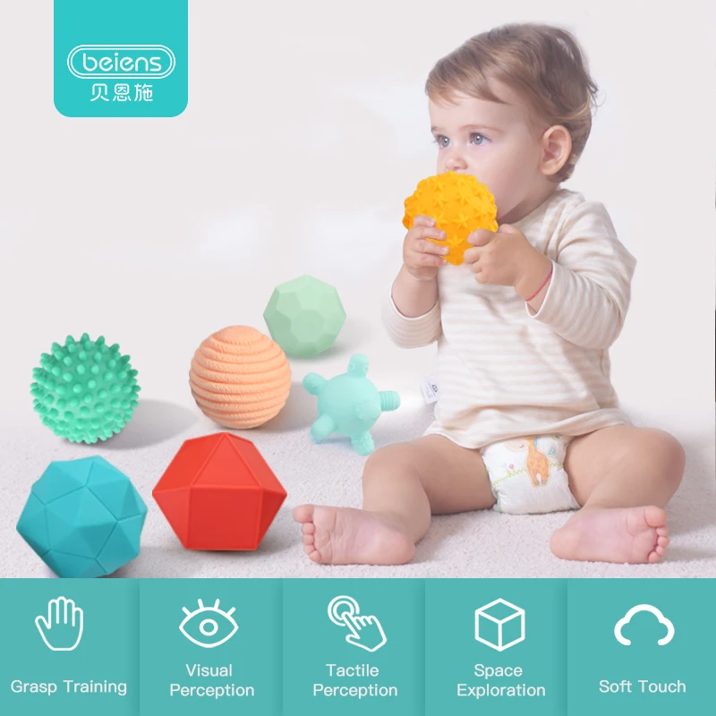 Beiens 6 10Pcs каучук антистресс шары младенец дотрагиваться шар обучение и тренировка
