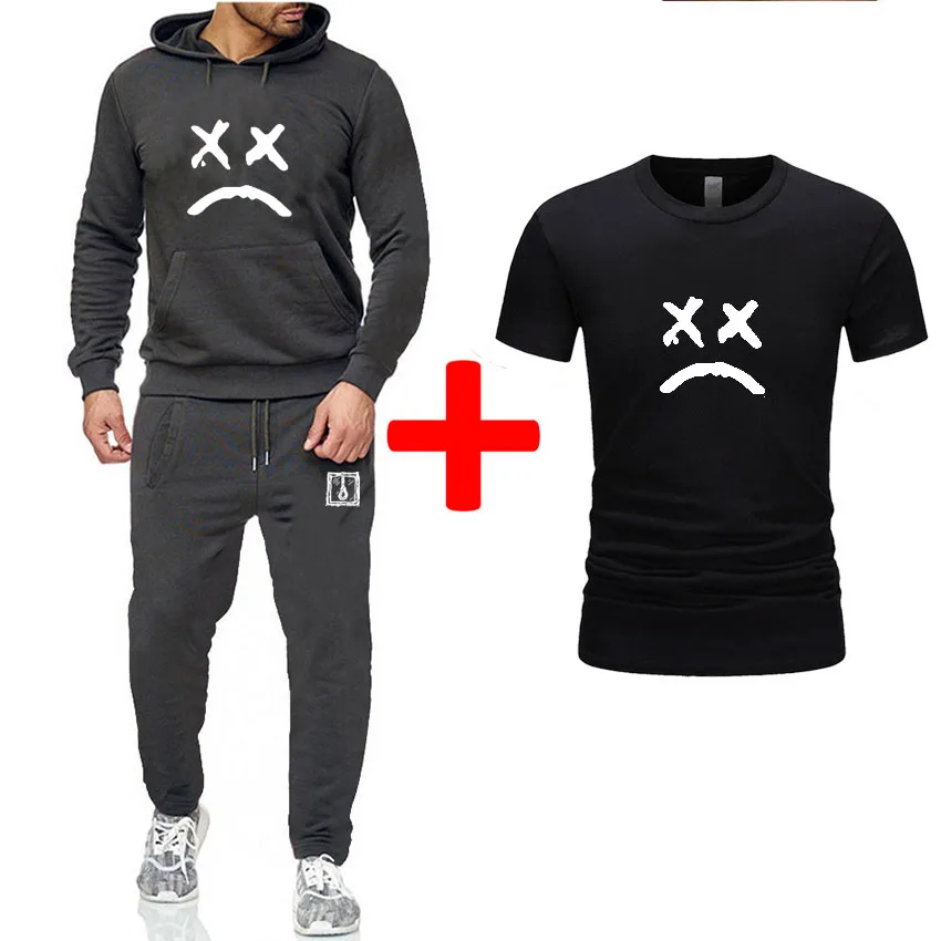 Зимние толстые мужские спортивные костюмы спортивный костюм с капюшоном