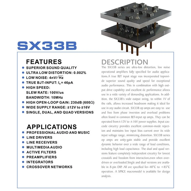 Sx33B двойной дискретный Op Amp модуль Hifi аудио Preamp операционный заменить 8820 |