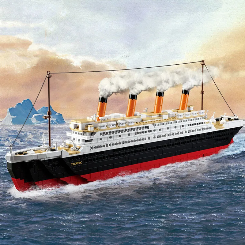 

City Movie Titanic Cruise Ship Boat 3D Model Building Blocks Creator Expert Steamship Educational Toys For Children Collection