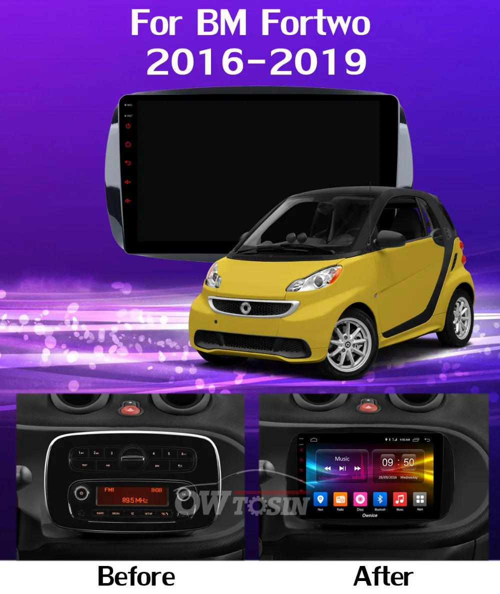 360 ° камера 4G LTE Android 9,0 4G+ 64G SPDIF DSP CarPlay Автомобильный мультимедийный плеер для Mercedes Benz Smart Fortwo- gps радио