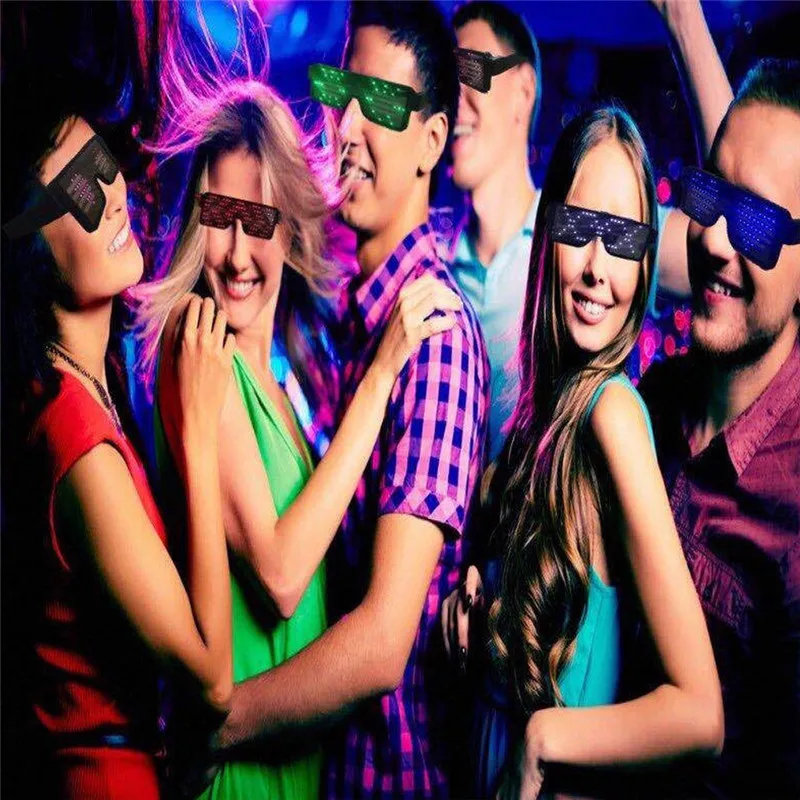 

LED USB Rechargeable Light Up Glow Sunglasses With 8 Animation Modes For Halloween Christmas and Various Festival Party#292221