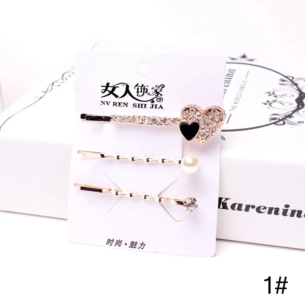 3 шт./компл. заколки для волос в Корейском стиле девочек с кристаллами и стразами