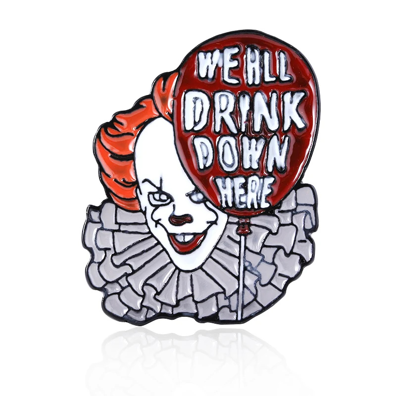 X330 SG фильм ужасов Стивен Кинг это броши булавка Джокер Pennywise фигура значок на лацкане булавки лицо Чаки Косплей Детская сумка ювелирное изделие подарок - Окраска металла: X330