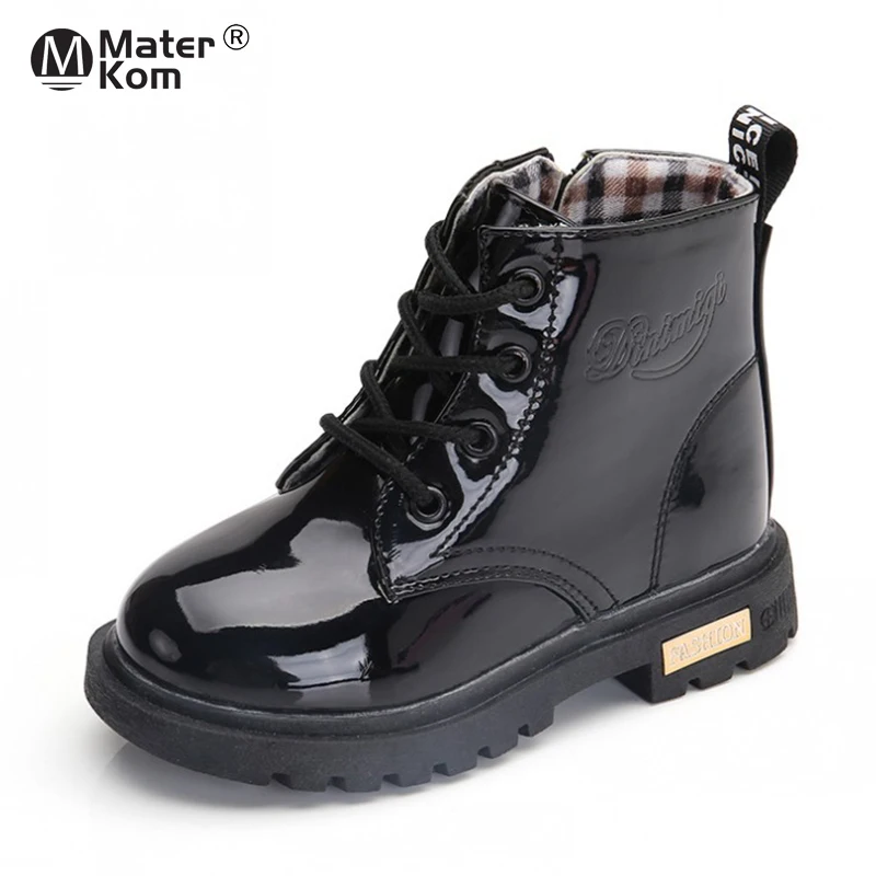 

Size 21-37 Children Martin Boots Candy Color PU Leather Boots For Girls Kids Snow Boots Baby Boys Winter Waterproof Cotton Shoes
