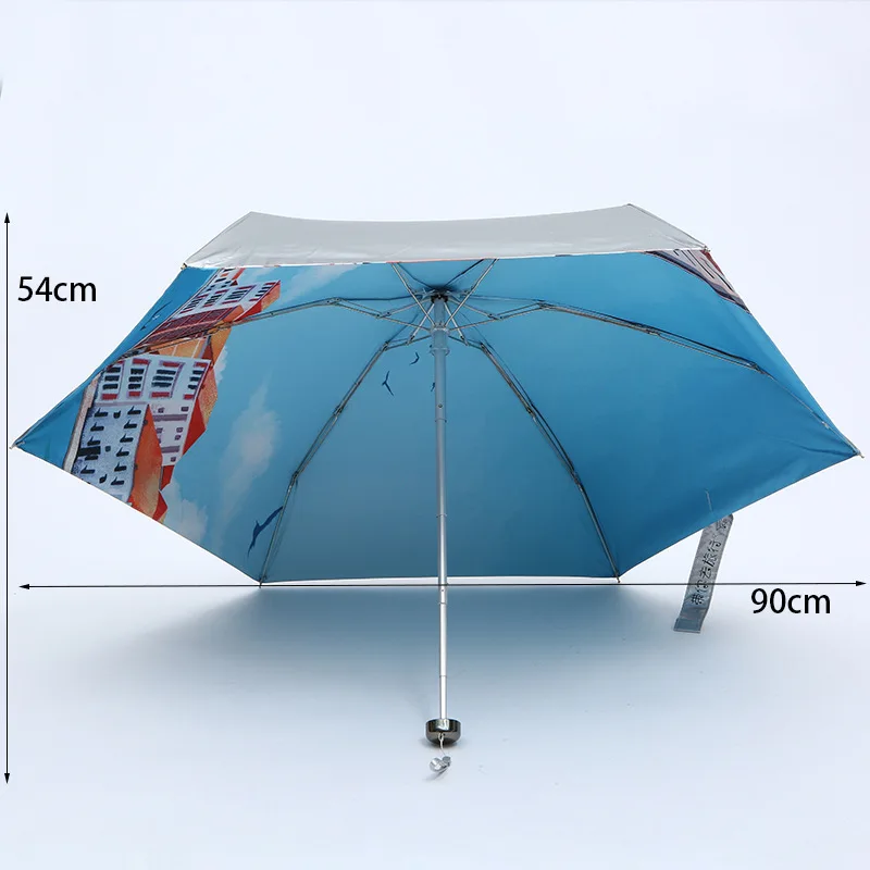 

Silver Rain Umbrella Landscape Oil Painting Folding Umbrella UV Protection Windproof Sunny and Rain Dual-Purpose Umbrella