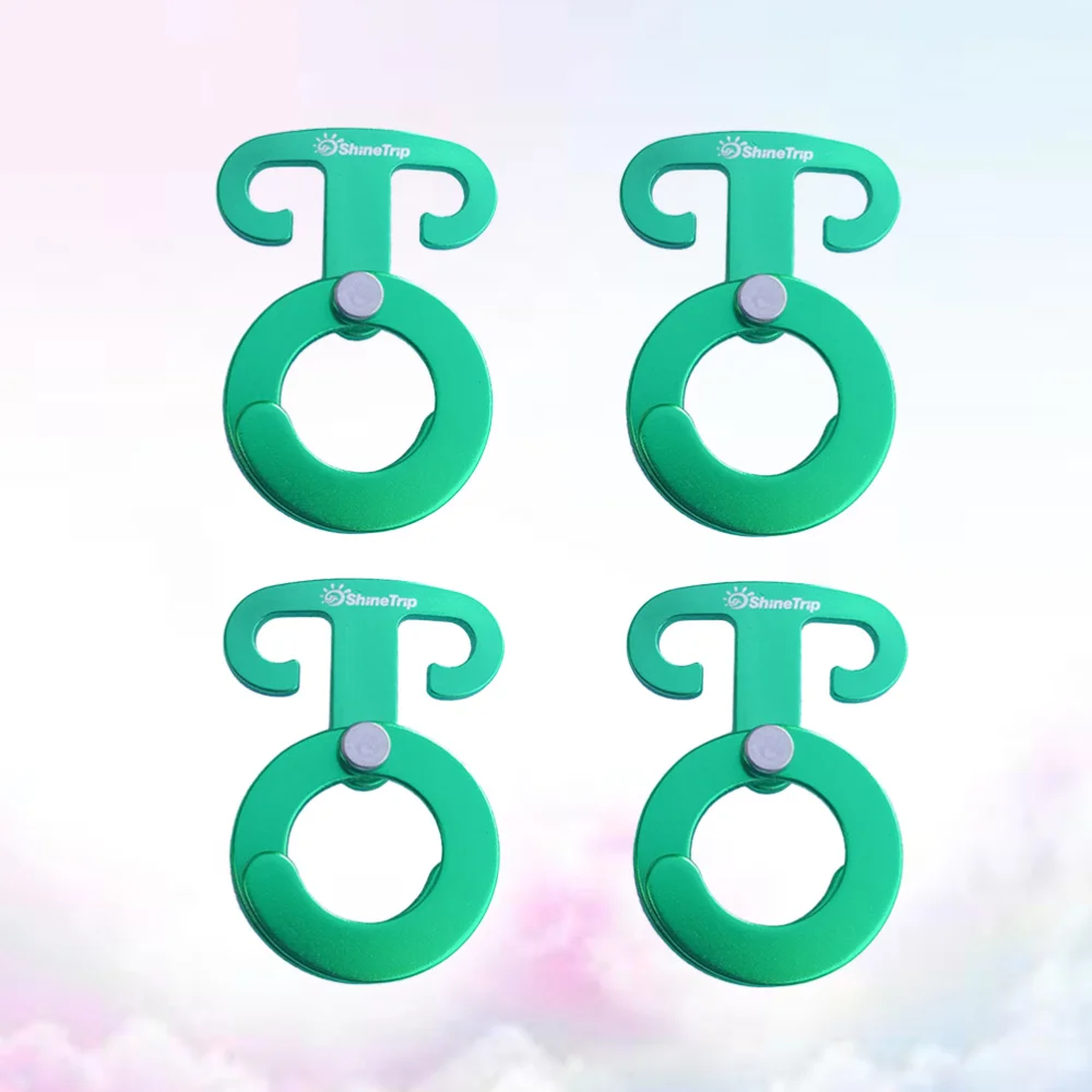 

4 Pcs Camping Wind Rope Hook Foldable Lightweight Tent Buckle Multifunctional Automatical Buckle for Outdoor Camping Hiking (Red