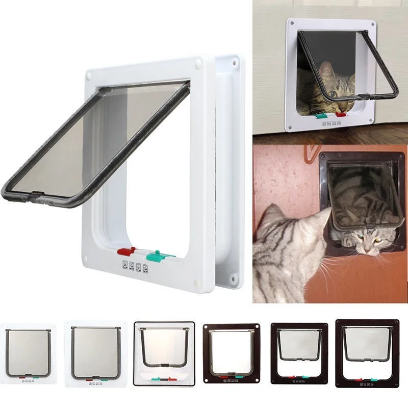 

QQQPET Intellgent Control 4 Way Safe Cat Gate Doors ABS Animal Small Pet Cat Dog Door Pet Supplies Flap Door Pet Kitten door