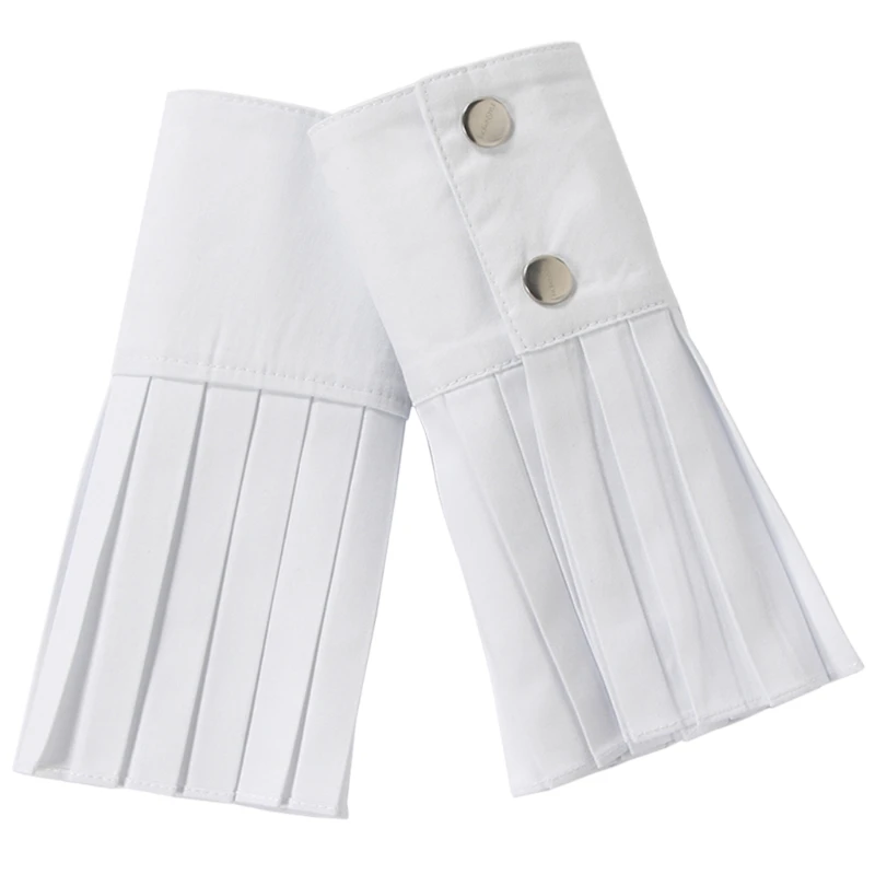 

1 Pair Detachable Shirt Pleated Horn Flare Sleeve Cuffs Over Sleeve Wristband H9ED